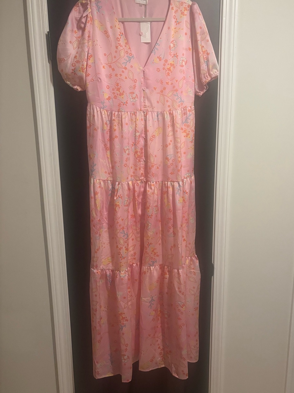Sugarlips Pink Floral Tiered Maxi Dress